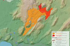 Map of the Meradalir Volcanic Eruption and its lava flows at Fagradalsfjall/Iceland, updated August, 17th 2022