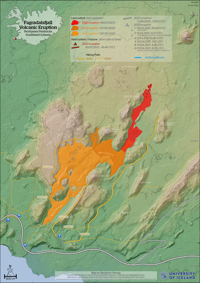 Lava flow map of the 2023 LitliHrútur volcanic eruption GeoVis Lab